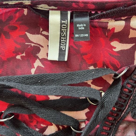 Topshop Embroidered Midi Dress Size 6 Boho Bishop Sleeves Wedding Novelty Fall - Picture 5 of 9